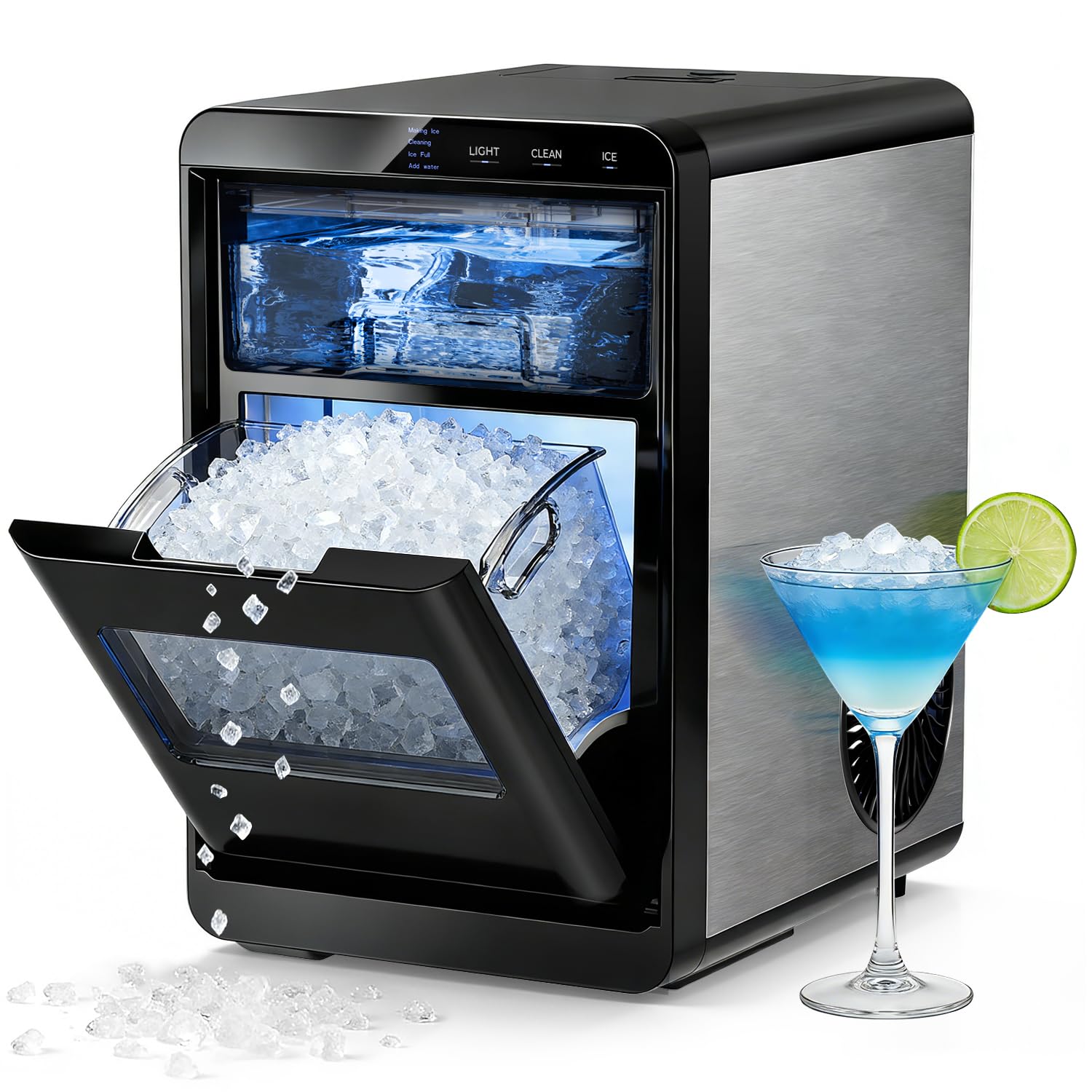 Antarctic Star Nugget Ice Maker Countertop - 44lb/Day, Self-Cleaning Portable Ice Machine With LED Display, 10-15 Minute Fast Ice Making For Home/Office/Bar on Fridge.com - View 1