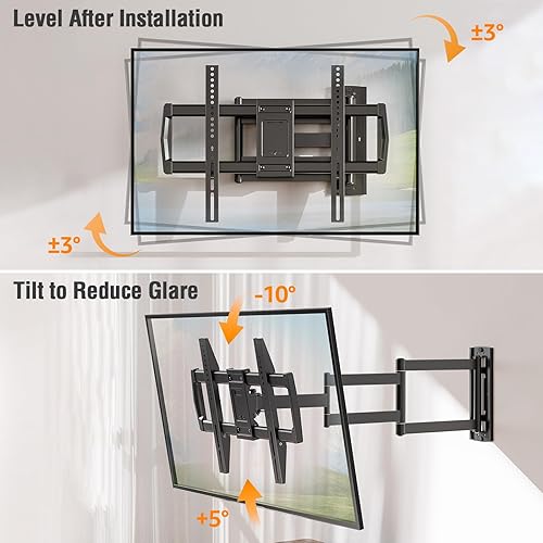 Miniatura 5 de ELIVED Soporte de pared para TV de brazo largo para la mayoría de televisores de 42 a 75 pulgadas, soporte de TV de esquina de 30 pulgadas de largo,