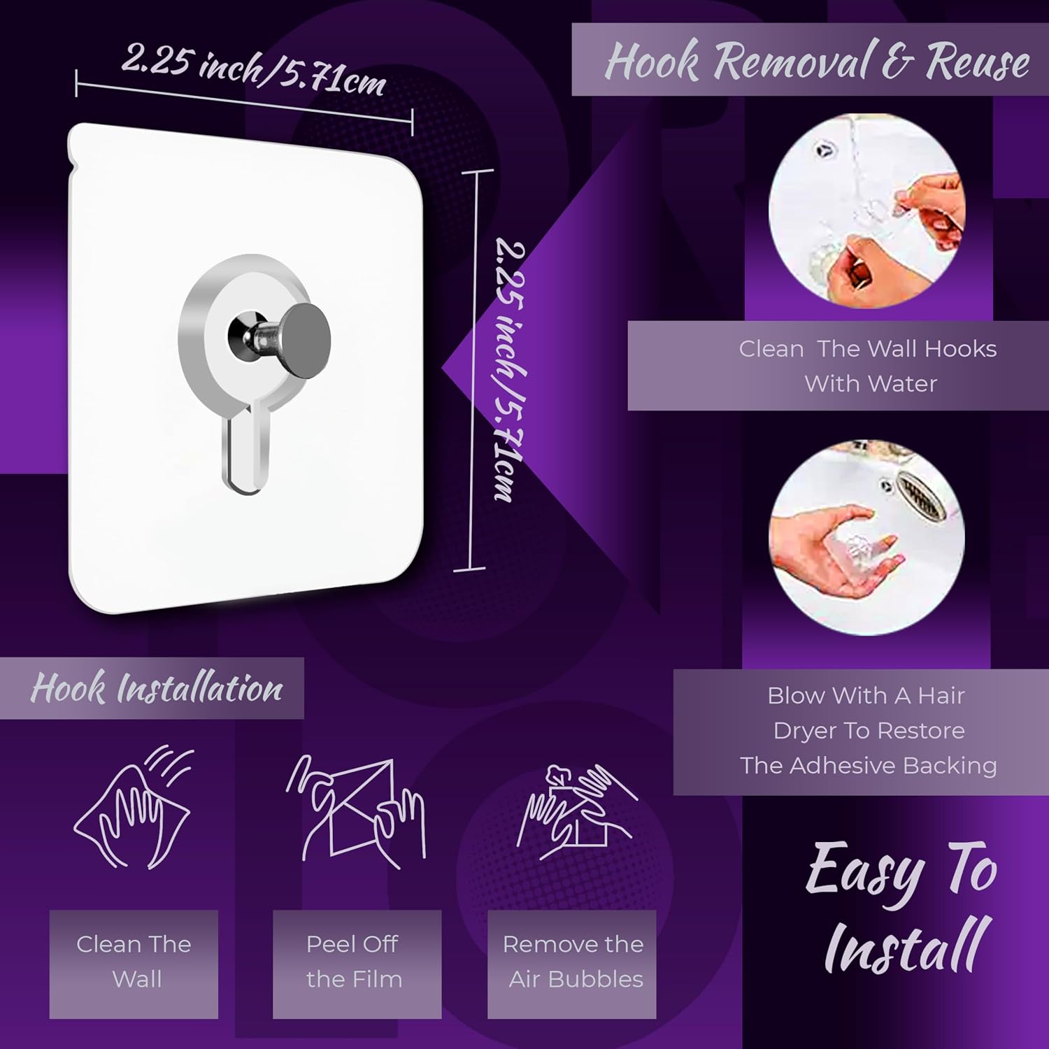 Extreme Load Flat Head Screw Wall Hooks – Self Adhesive Heavy Duty Hook Sticker for Wall Hanging Without Drilling | Stick On Wall Hanger for Kitchen, Bathroom, Photo Frames & Keys | Pack of 25