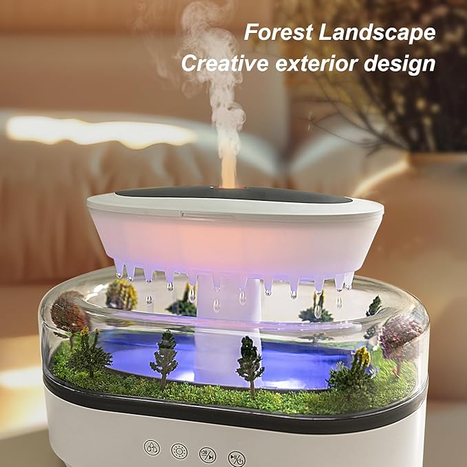 Difusor de Lluvia 250ML HIROGA, Humidificador con Luz LED y Sonido de Lluvia miniatura 4