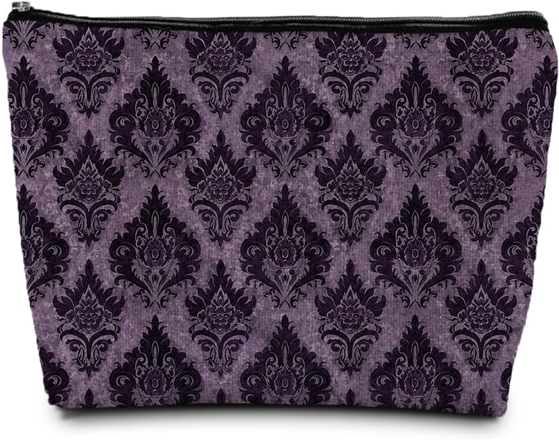 Necessaire de maquiagem Gothic Vintage Purple ignytiger com zíper, 20,07 x 19,05 x 0,76 cm