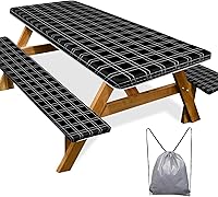Vista 58 de Funda de mesa de picnic con fundas para bancos, elementos esenciales de camping, mantel de camping impermeable y a prueba de viento con bolsa