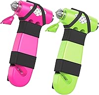 Vista 18 de 2 piezas para romper ventanas de automóvil, rompecristales, cortador de cinturón de seguridad, martillo de seguridad 2 en 1 para automóvil