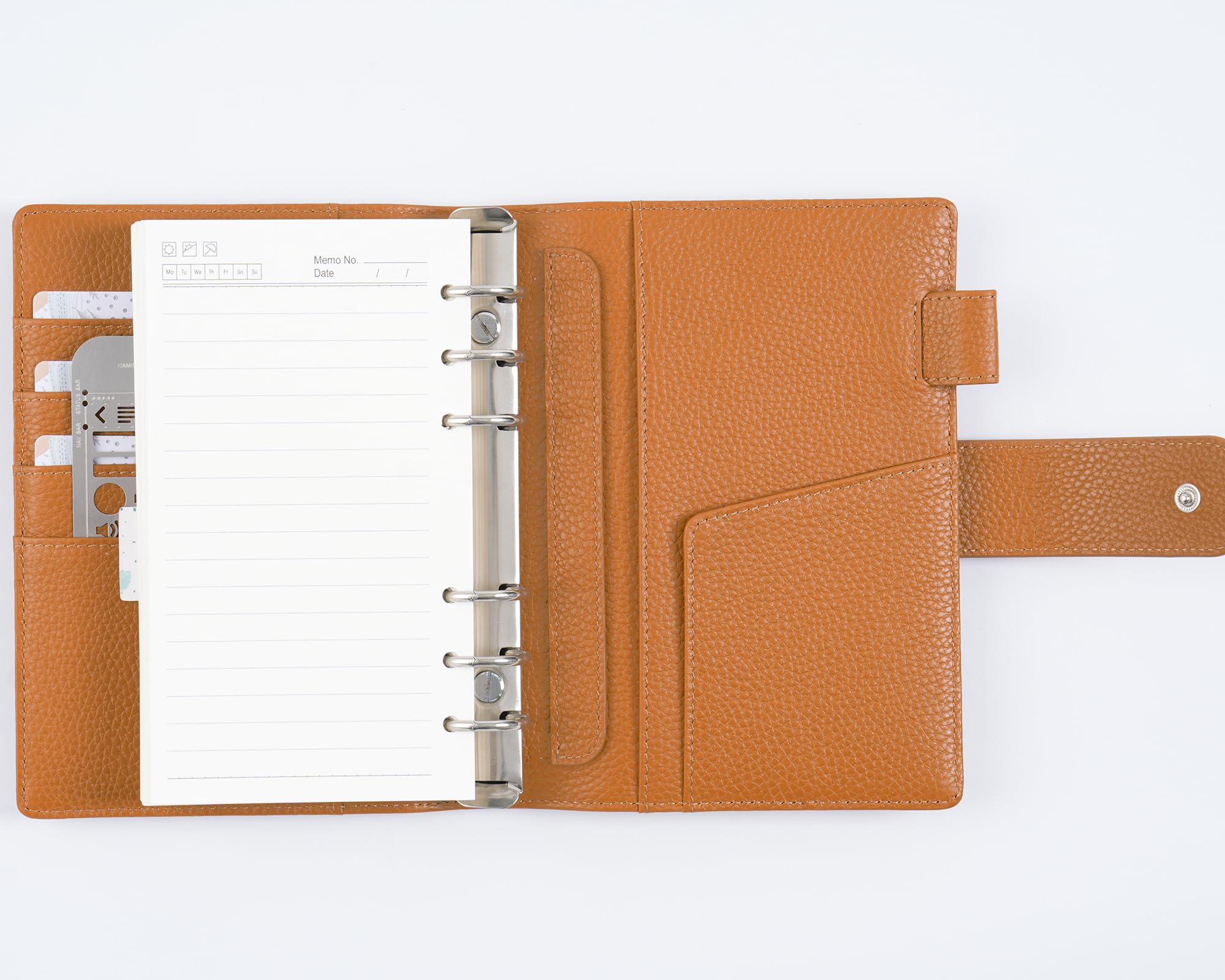 Moterm Elite Personal Ring Planner - Genuine Leather Folder Organiser without Large Back Pocket (Burnt Orange Quartz, 25mm ring) - Image 4