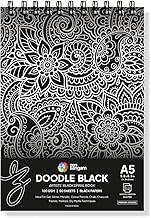 Zen Sangam Artists’ - A5 Spiral 120 GSM Black Paper Sketchbook - Landscape - 120 GSM - Smooth Surface Sketchbook - 50 Sheets (100 Pages) - Size (14.8x21cm) - Doodle Black Sketch Book