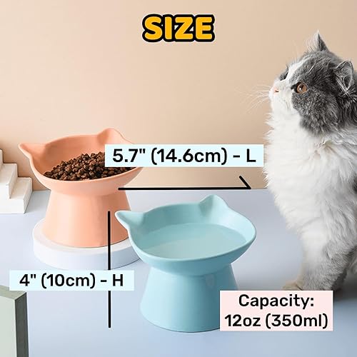 Miniatura 3 de Cuencos elevados de cerámica para gatos, platos de agua elevados para gatos de interior, perros pequeños, cuencos de cerámica de 12 onzas, poco