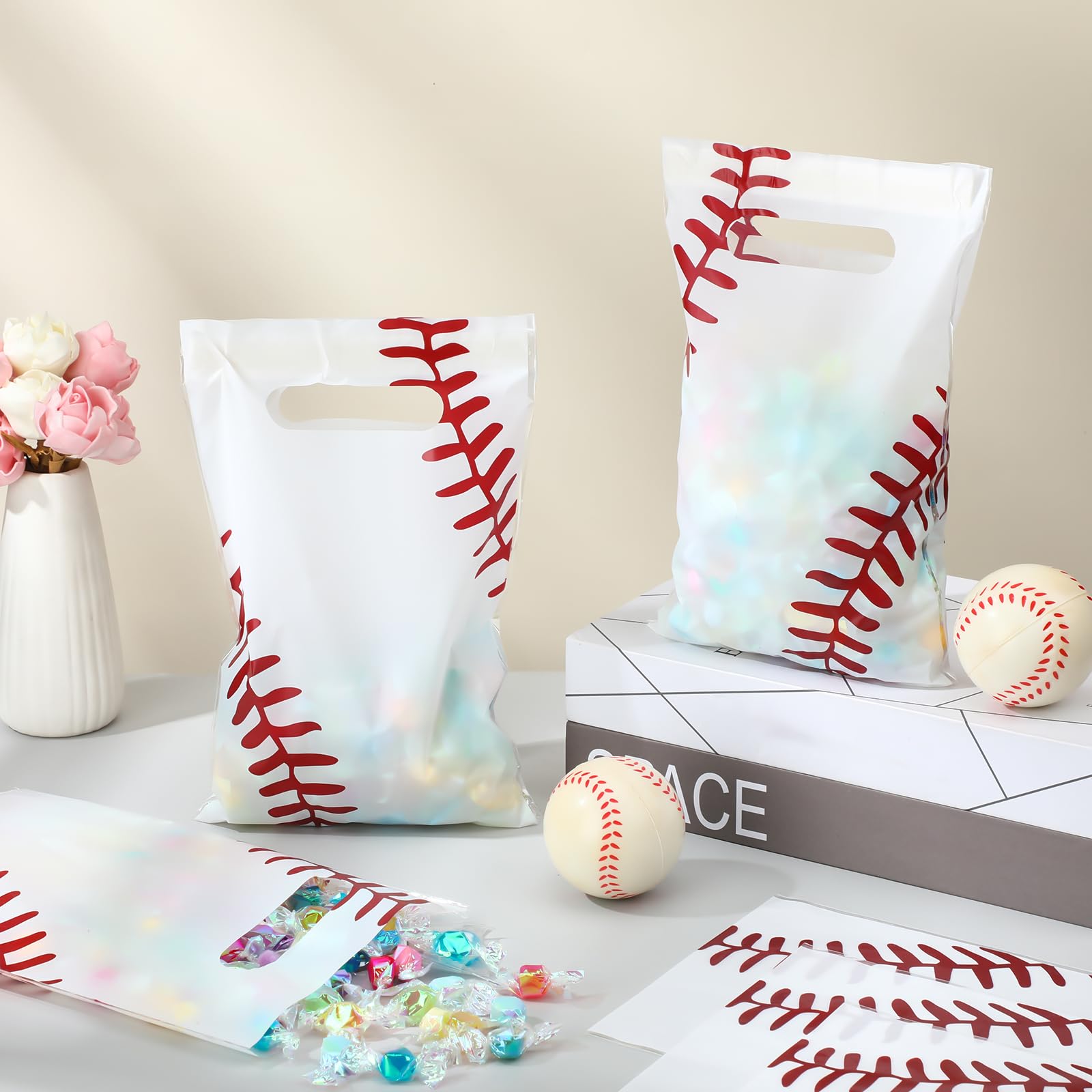 Baseball-Geschenktüten Transparent Mit Griffen – 20 Stück Für Sportpartys & Gastgeschenke