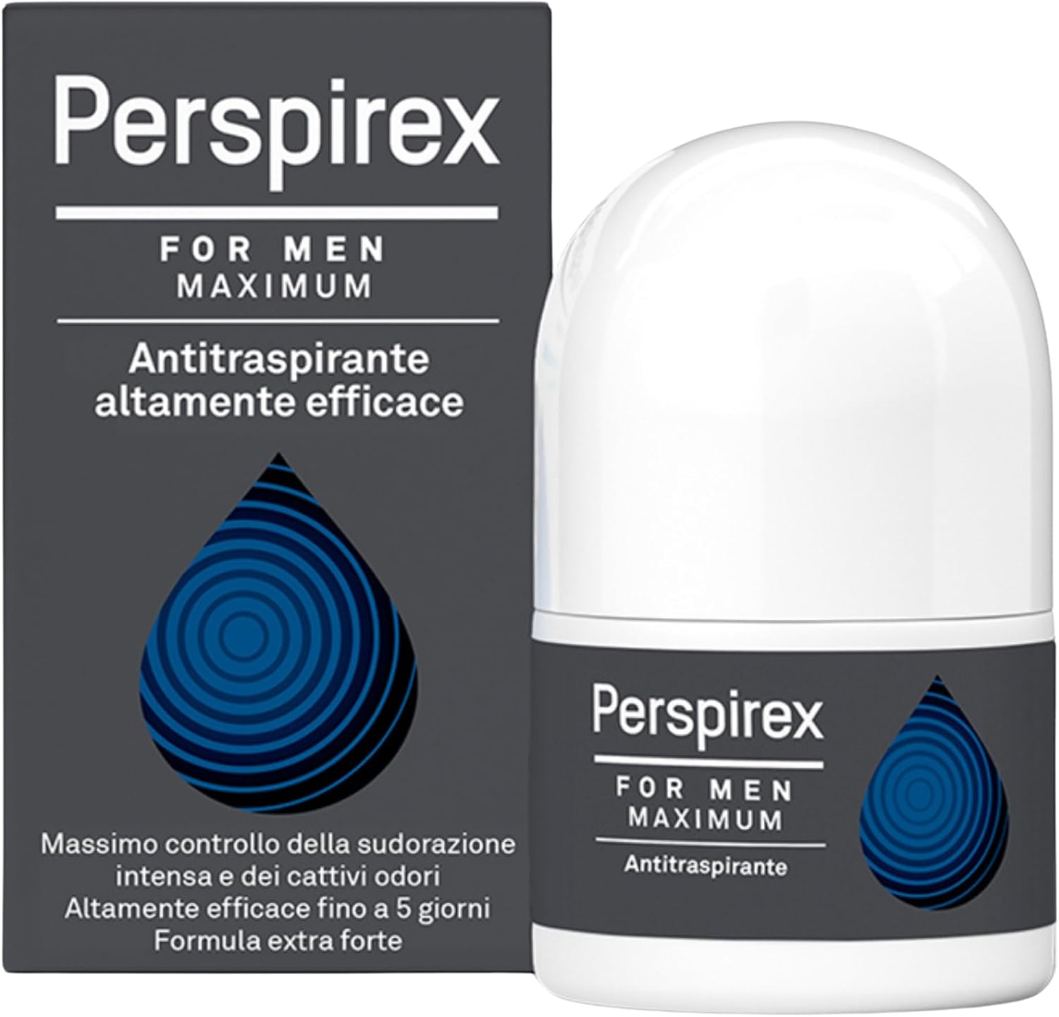 PERSPIREX For Men Maximum - Antyperspirant Roll-On 20 ml skuteczny przeciw potowi pod pachami, innowacyjna formuła o długiej żywotności (5 gg) przyjazna dla skóry, wygodna i łatwa do przenoszenia