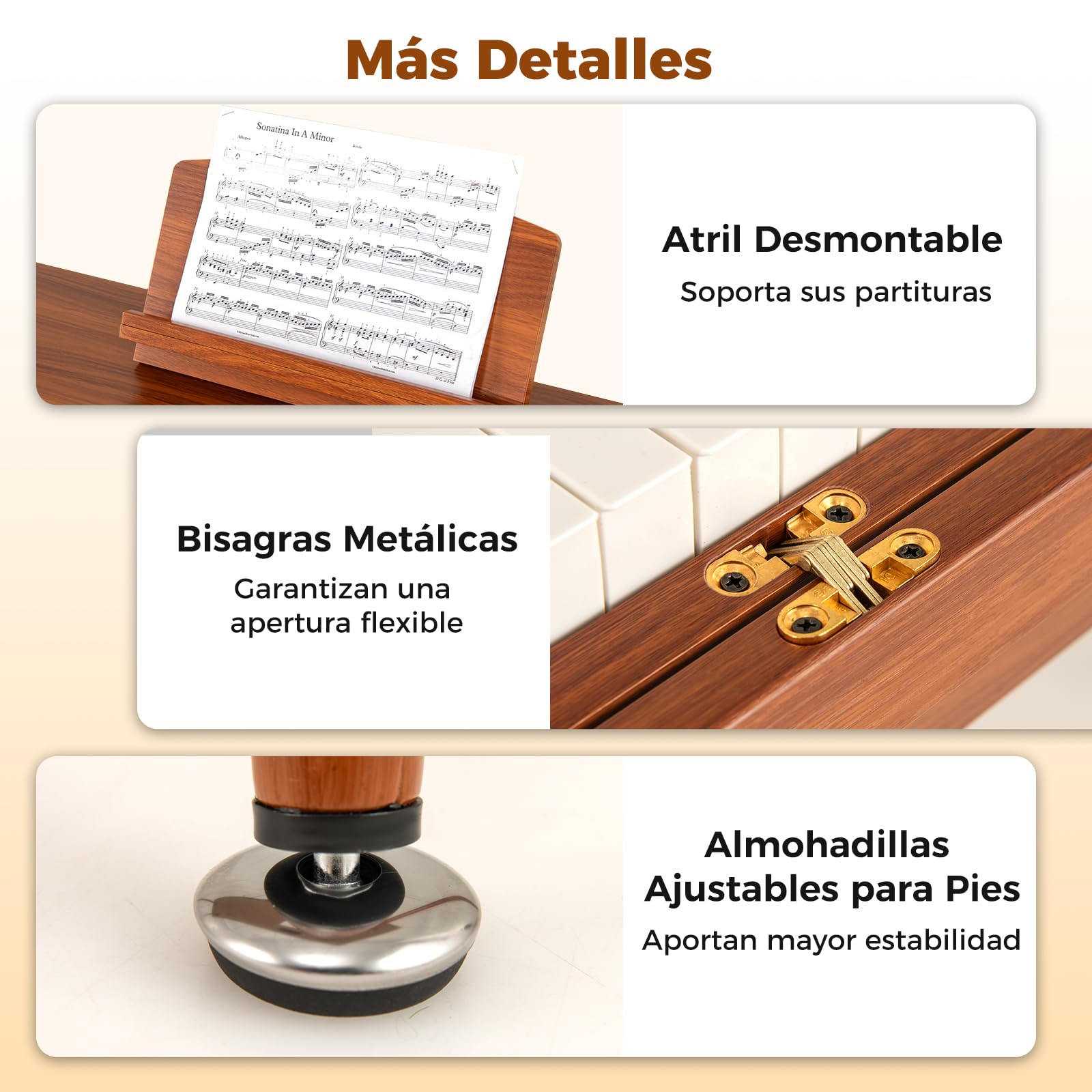 GOPLUS Piano Eléctrico de Tamaño Completo 88 Teclas Pesadas, Teclado de Piano Digital con Acción de Martillo Graduada, 3 Pedales, Conexión MIDI y Atril Desmontable, para Principiantes, Marrón