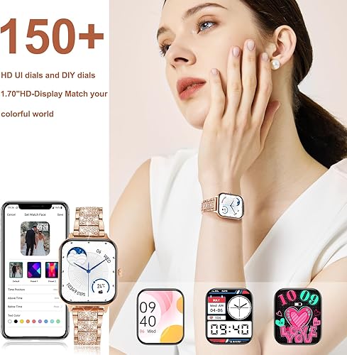 Miniatura 7 de Reloj inteligente para mujer, reloj inteligente de recepción de llamadasmarcación para teléfonos Android iOS, rastreador de actividad impermeable