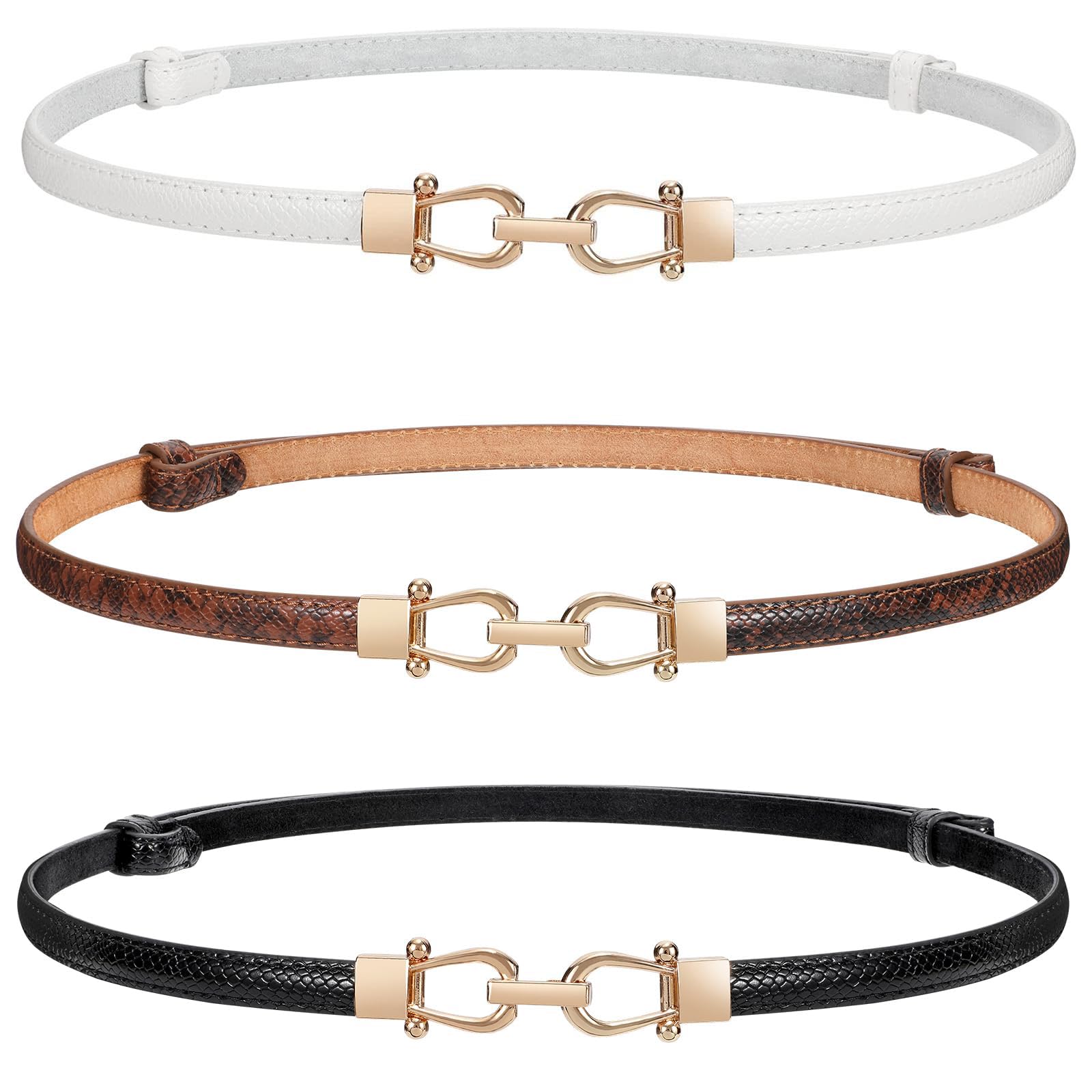 Women Pack Skinny Belt for DressThin Waist Belt Adjustable