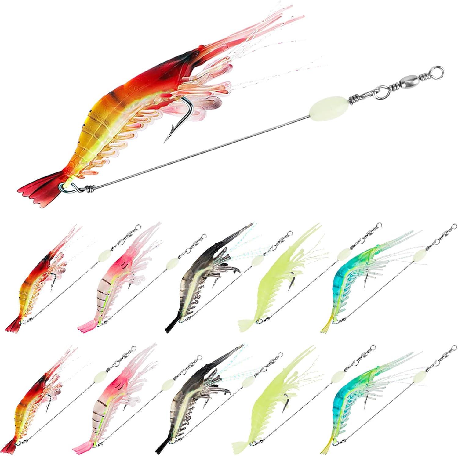 10PCS Saltwater Fishing Lures Shrimp Baits Set