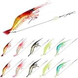 10PCS Saltwater Fishing Lures Shrimp Baits Set&comma; Premium Soft Shrimp Fishing Tackle with Luminous Sharp Hooks&comma; for Freshwater and Saltwater - Syosisny