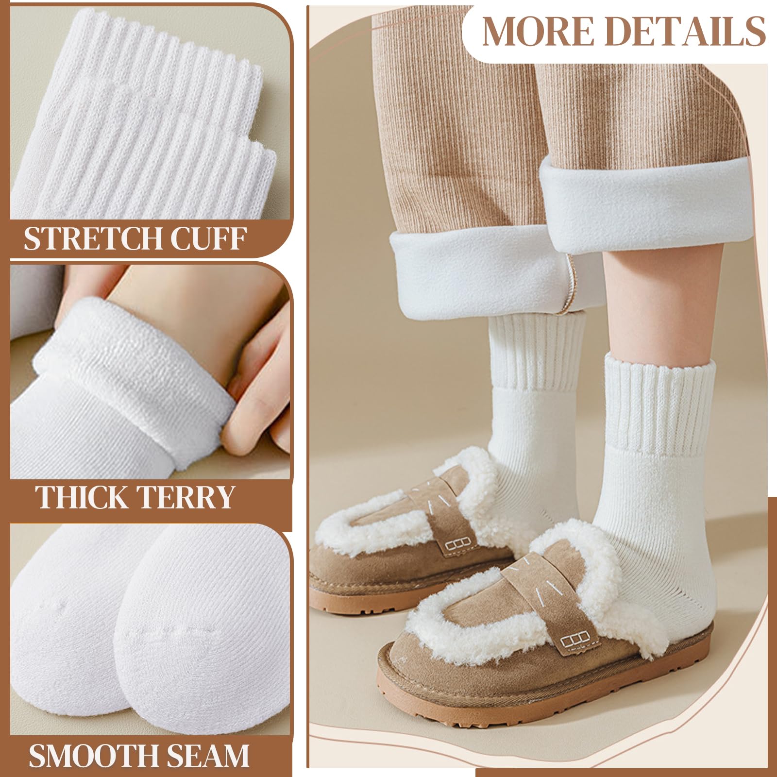 Hocerlu Calze Termiche Donna, 5 Paia Calzini Calde Invernali Donna, Calzettoni Termici Spugna Morbidi Comodi, Per Passeggiate Escursioni Lavoro Regali, Taglia 35-42