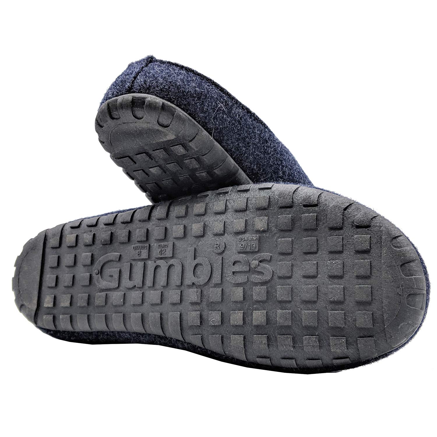 Gumbies Hausschuhe aus recycelten Materialien - rutschfeste & stabile Sohle, herausnehmbare Einlegesohle, wärmehaltend, für drinnen & draußen geeignet - Navy Grey, 46