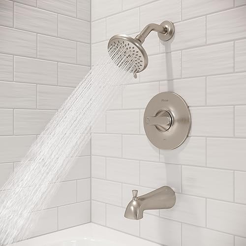 Miniatura 7 de Pfister Weller LG898WRK - Kit de molduras para bañera y ducha (válvula se vende por separado), mango único, acabado de níquel cepillado, LG898WRK