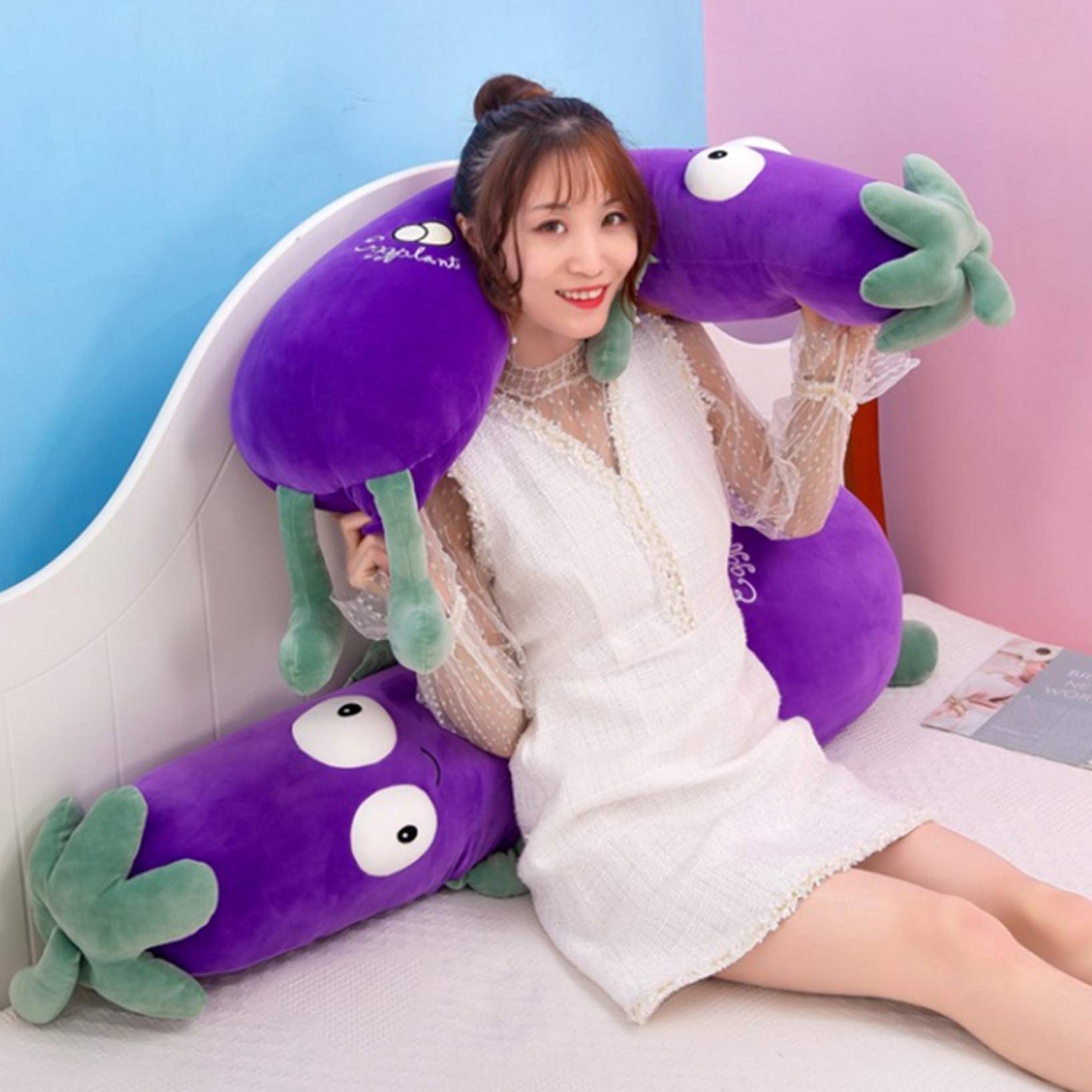 Amazon｜YQkasj ナスの抱き枕 ギフト ぬいぐるみ 大きいサイズ