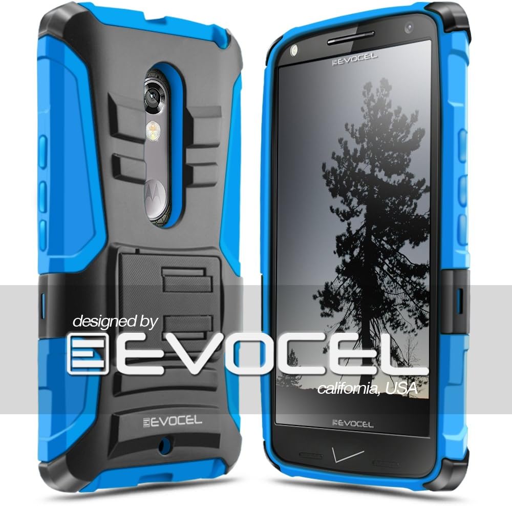 Droid MAXX 2 Case, Evocel [Generation Series] Belt Clip Holster, Kickstand, HD Screen Protector, Dual Layer for Droid MAXX 2 (Model No XT1565) / Moto X Play (2015 Release), Blue