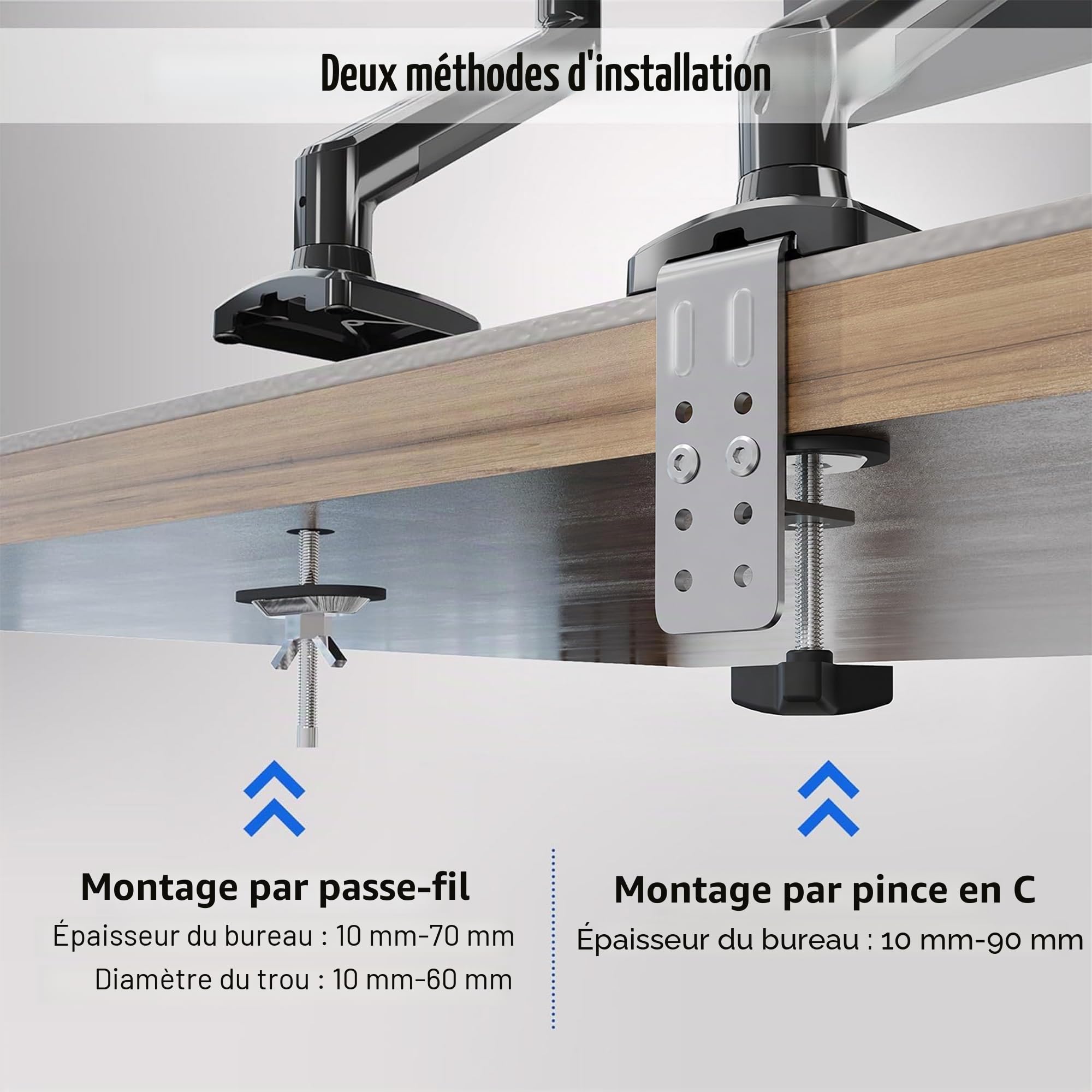 BONTEC Bras Articulé à Ressort à Gaz pour Moniteur 13-32 Pouces, Capacité 3-9kg, Rotation 360°, VESA 75/100mm