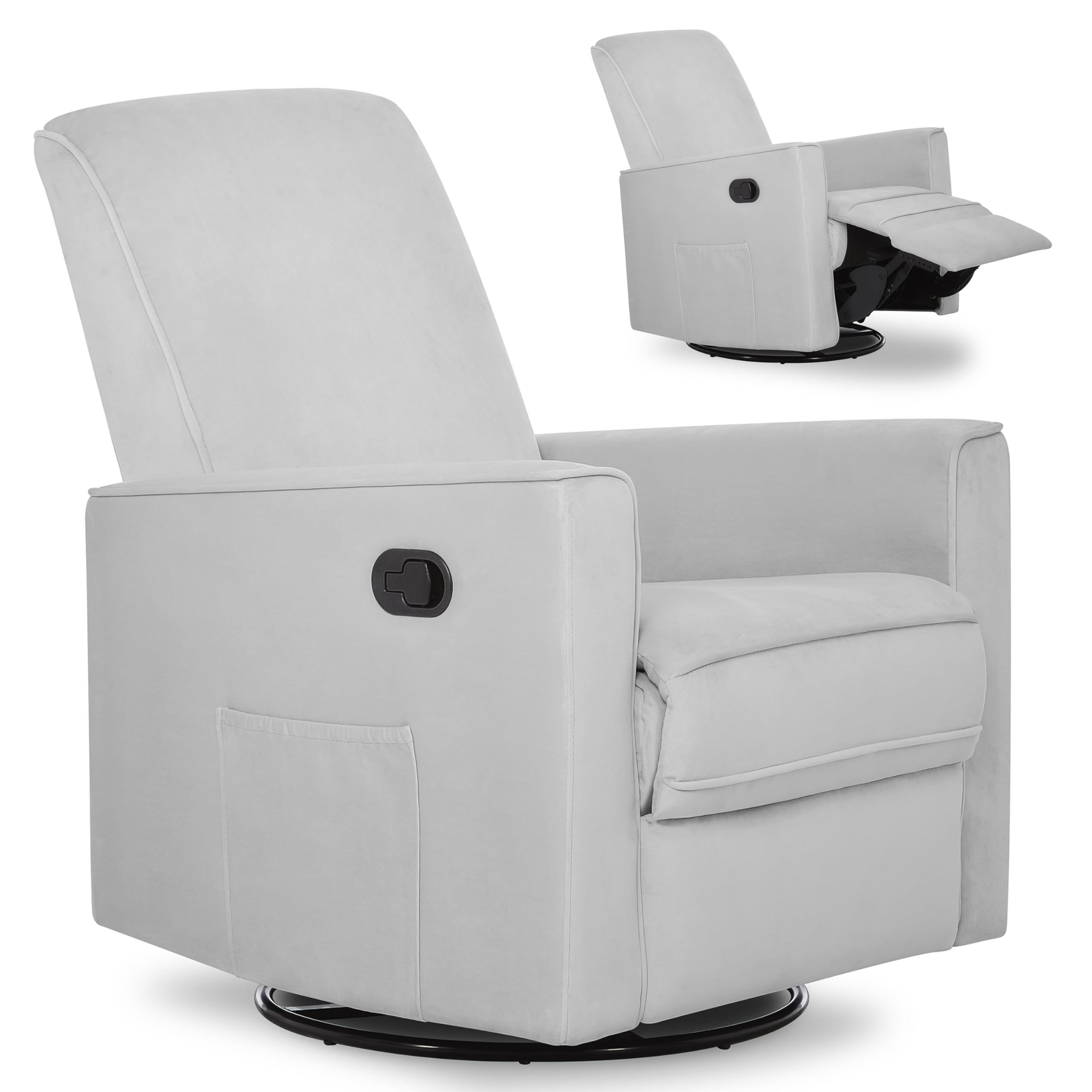 Photo 1 of Evolur Raleigh Upholstered Manual Glider Recliner– Rocking & 360° Swivel with Smooth Glide – Greenguard Gold & FSC Certified – Modern Nursery and Living Room Chair in Grey