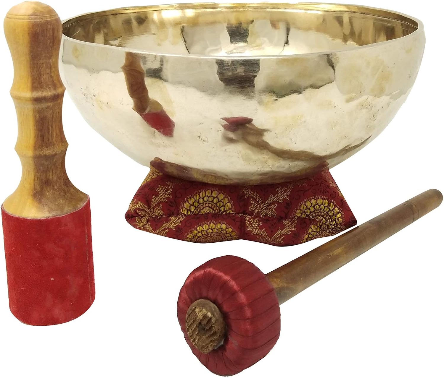 12" Handmade Crown Chatra Tibetan Singing Bowl Meditation Healing Bowl With Mallet And Silk Cushion