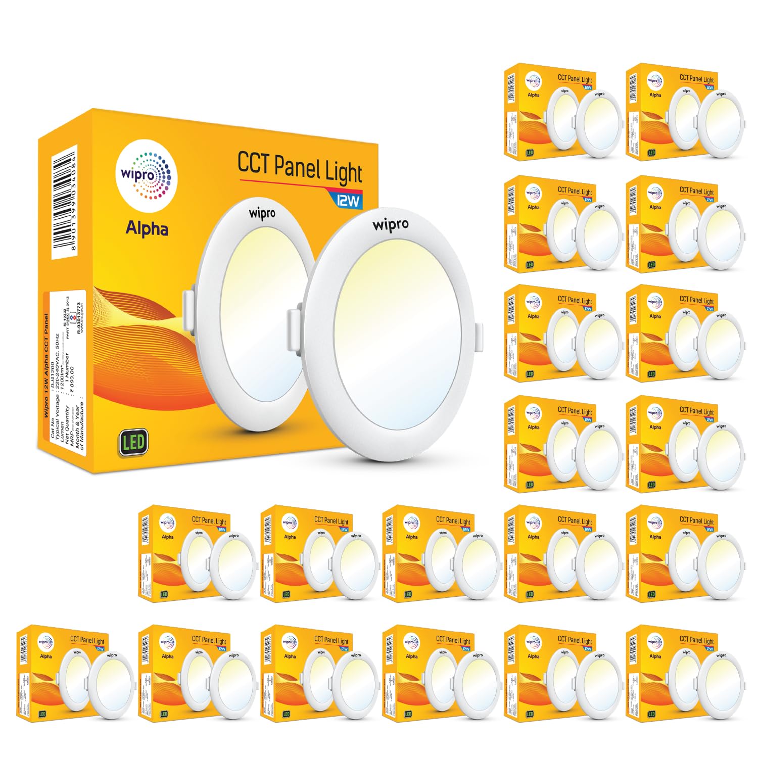 Wipro 12w Round LED Alpha Panel | 3 in 1 (Colour Changing)(Cool Day White/Neutral White/Warm White) | Recessed Down Light for False Ceiling | Cutout - 125mm | Pack of 20-picture-15