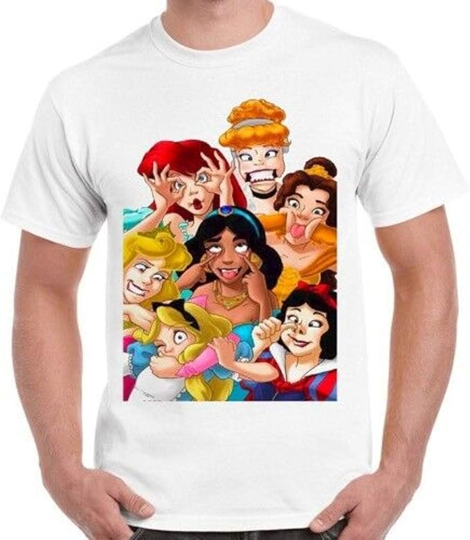 Amazon おかしいディズニーすべてのキャラクタープリンセスレトロtシャツ Tシャツ カットソー 通販