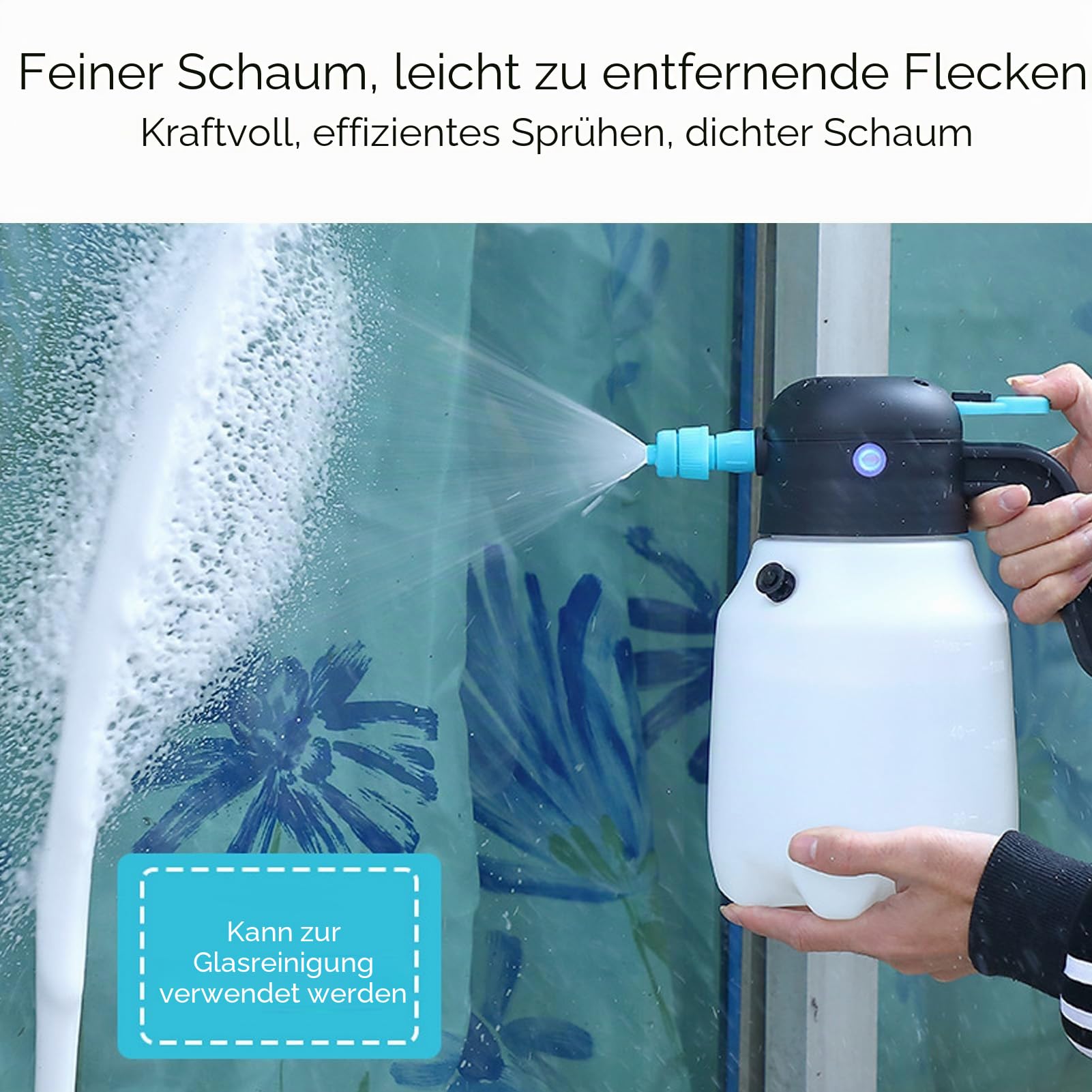 Bewinner 1,8 L Kabelloser Elektrischer Schaumsprüher – Hochdruck PP Sprühflasche für Autowäsche & Garten