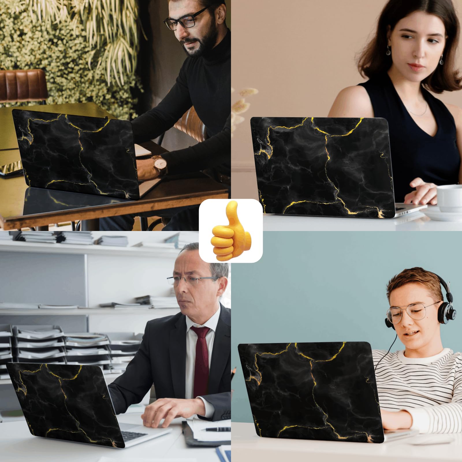 Twarde etui kompatybilne z MacBook 12", etui 2015, 2016, 2017, A1534, z wyświetlaczem Retina 12,6", smukłe etui ochronne i etui na laptopa, pokrowiec i osłona klawiatury, złoty, czarny marmur