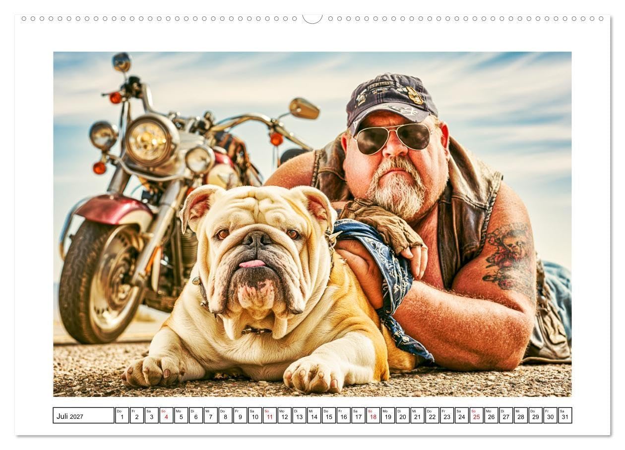Schwere Jungs mit Hund. Pfundskerle, Humor und gute Laune (hochwertiger Premium Wandkalender 2027 DIN A2 quer), Kunstdruck in Hochglanz: Humorvolle ... Männern und ihren Hunden (CALVENDO Spass)