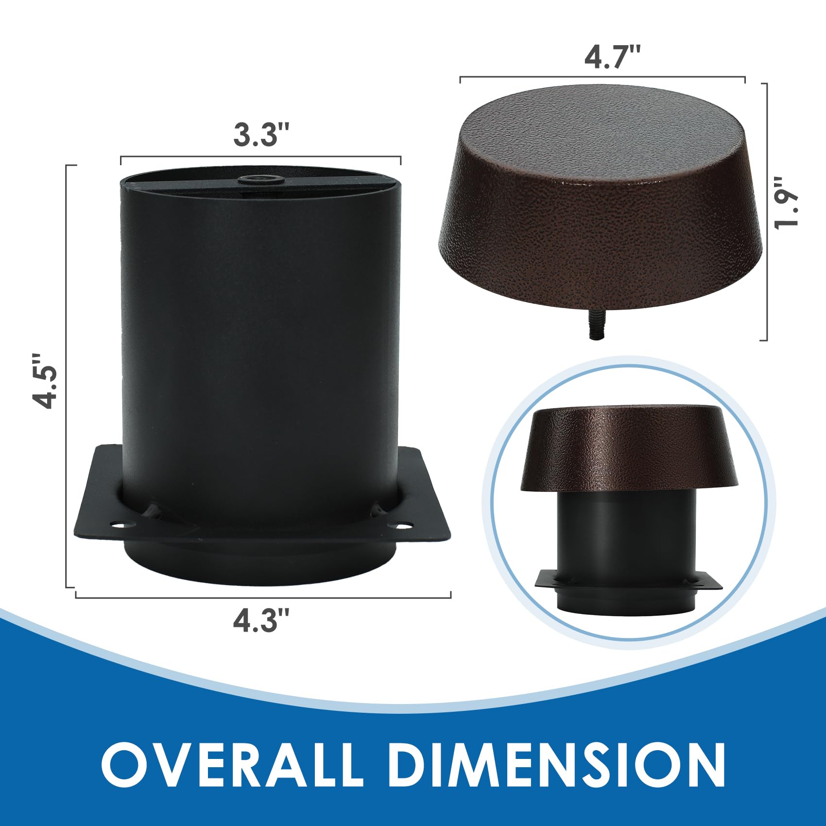 SafBbcue Smoke Stack for Pit Boss Series 5 Vertical Smoker, Pit Boss 7 Series Vertical Pellet Smoker, Sportsman 7 Series 5 Series Vertical Pellet Smoker Chimney Stack & Cap Kit Grill Replacement Parts