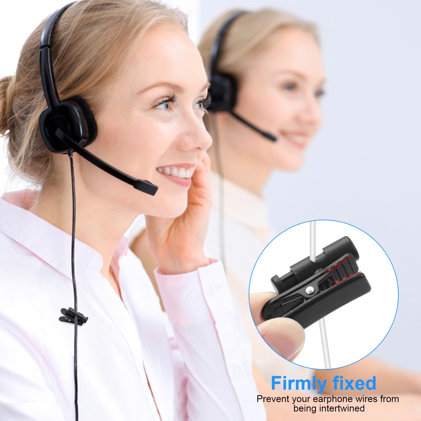 3 Piezas Clips para Cable de Auriculares, Abrazadera de Ropa, Pinza de Fijación de Giro de 360 Grados para Alambres de 2 a 4 mm