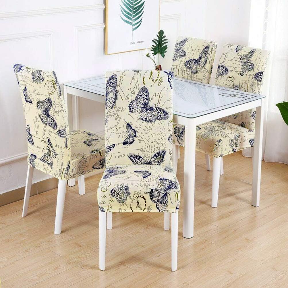 Butterfly Chair Covers Dining Room Chair Covers 4 Pack, Stretch Chair Protector Cover Spandex Chair Covers, Universal Dining Chair Slipcovers Kitchen Seat Covers for Home New Year Decor