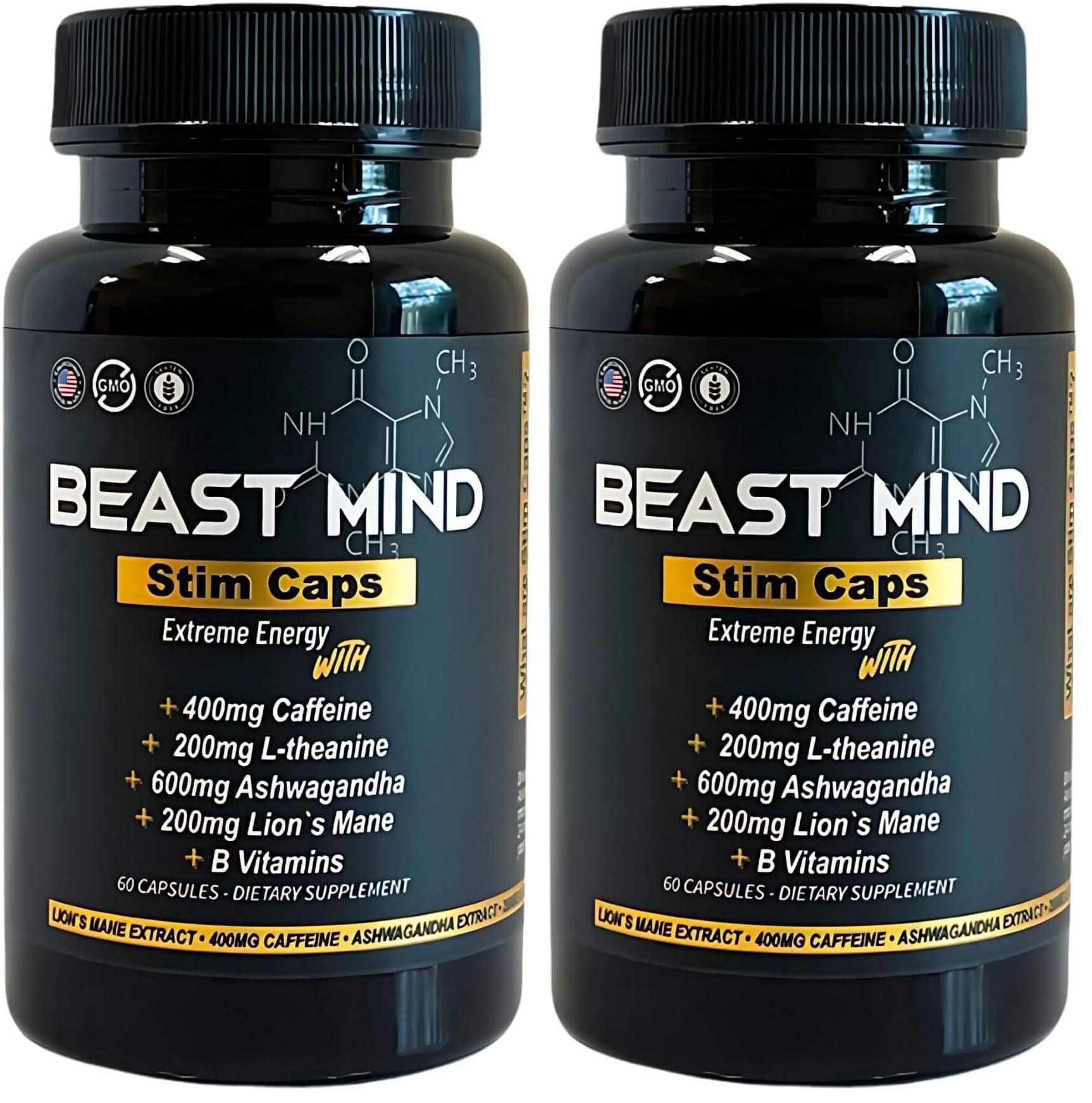 Beast Mind Extreme Energy Pills | 400mg Caffeine | 600mg Ashwagandha | 200mg Lions Mane | Increased Energy & Focus & Mood | Pre-Workout Supplement — Amazon image 5