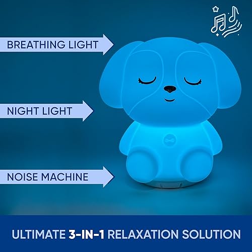Miniatura 6 de Mindfulness 'Breathing Puppy'  4-7-8 Luz de respiración guiada de meditación visual  Dispositivo 3 en 1 con luz nocturna y máquina de ruido para