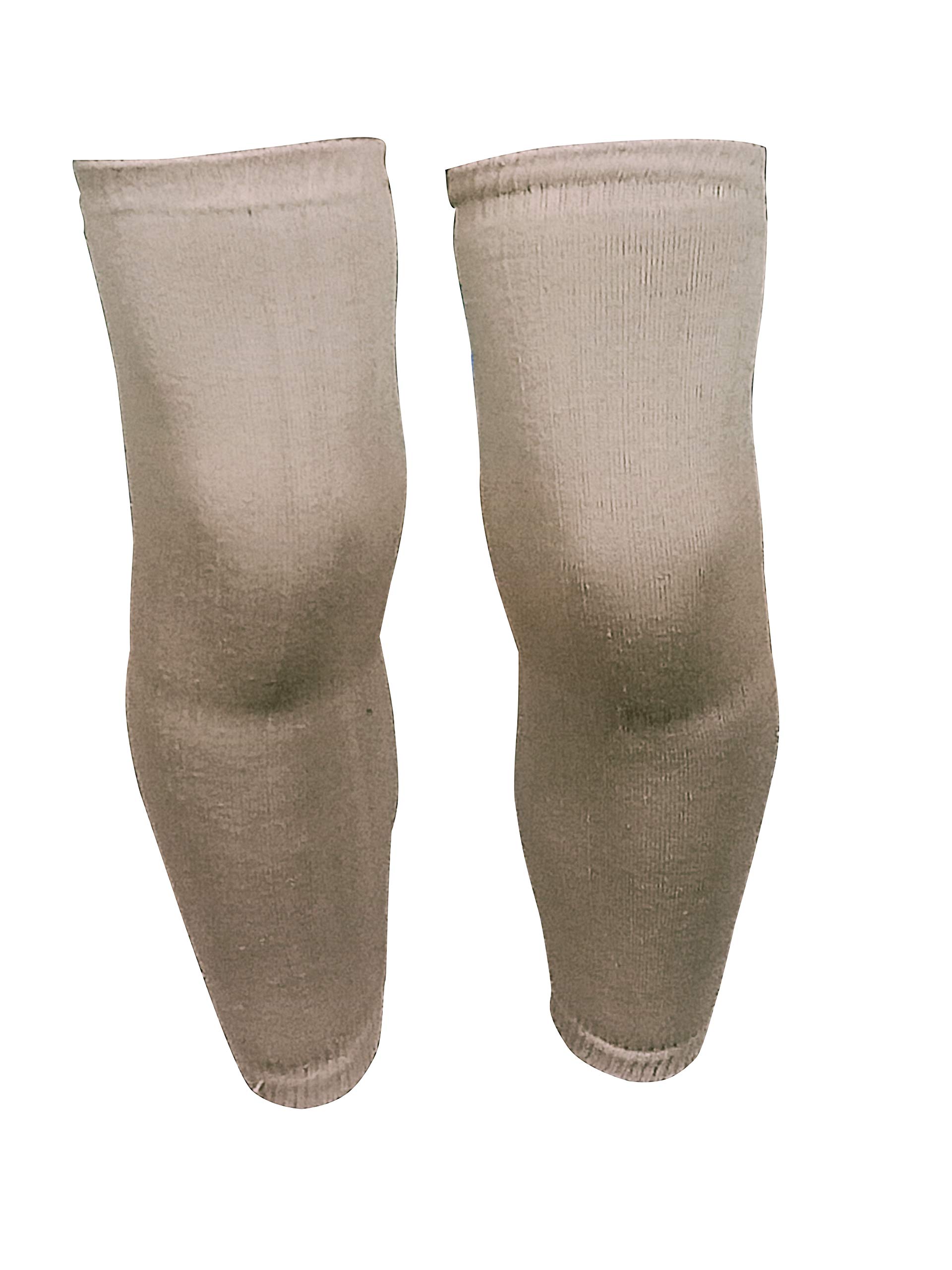 Samkit Unisex Elastic Leg Knee Support Warm & Winter Protector Knee Cap/Knee Jacket - Fully Stretchable (Beige Color) - Pack of One