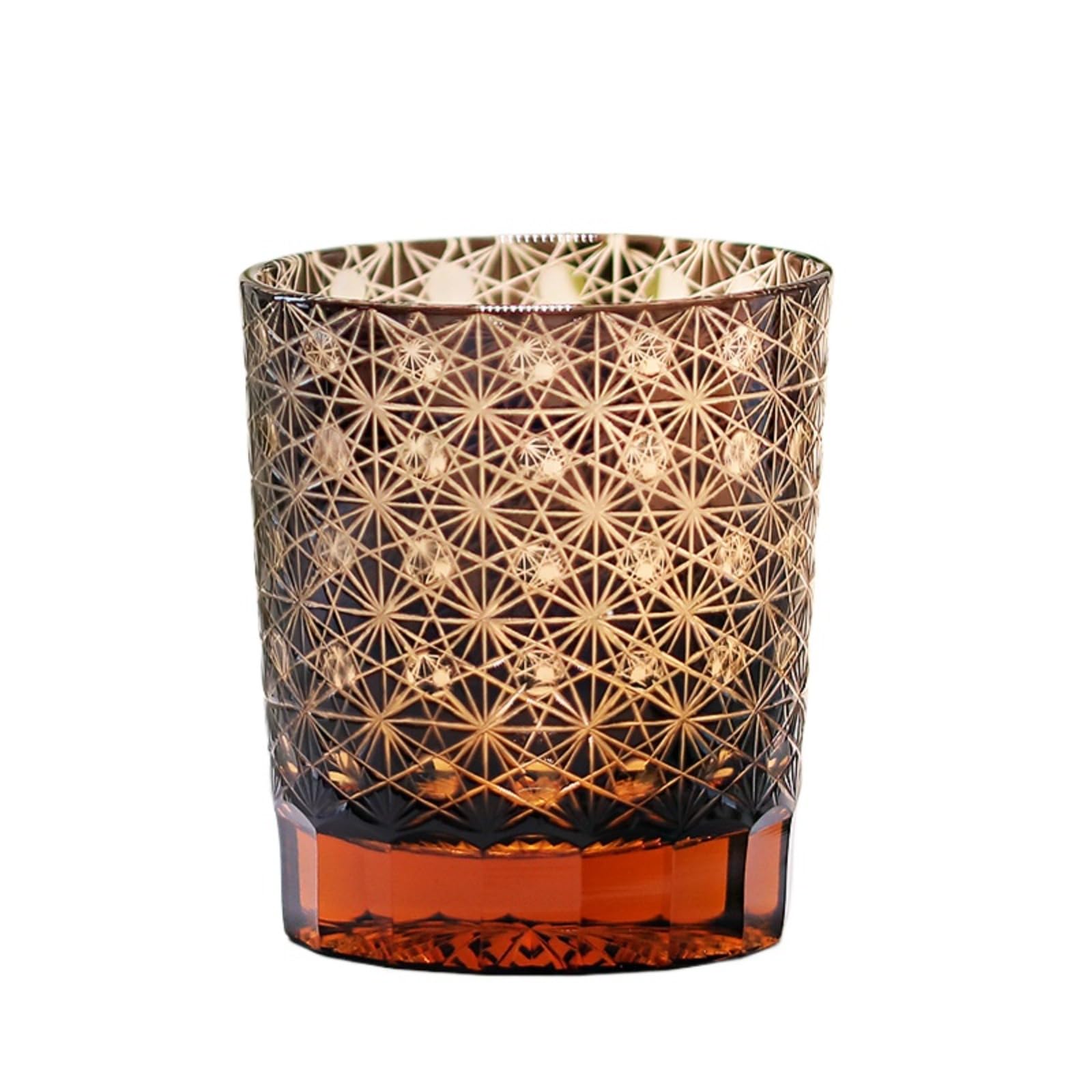Hand Cut Kiriko Glass Chrysanthemum Pattern Black Rock Glass 8.5oz Japanese