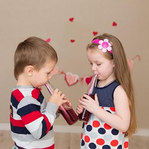Miniatura 6 de Zubebe Pajitas de plástico en forma de corazón para el día de San Valentín, popote desechable de plástico duro, popotes de plástico reutilizables
