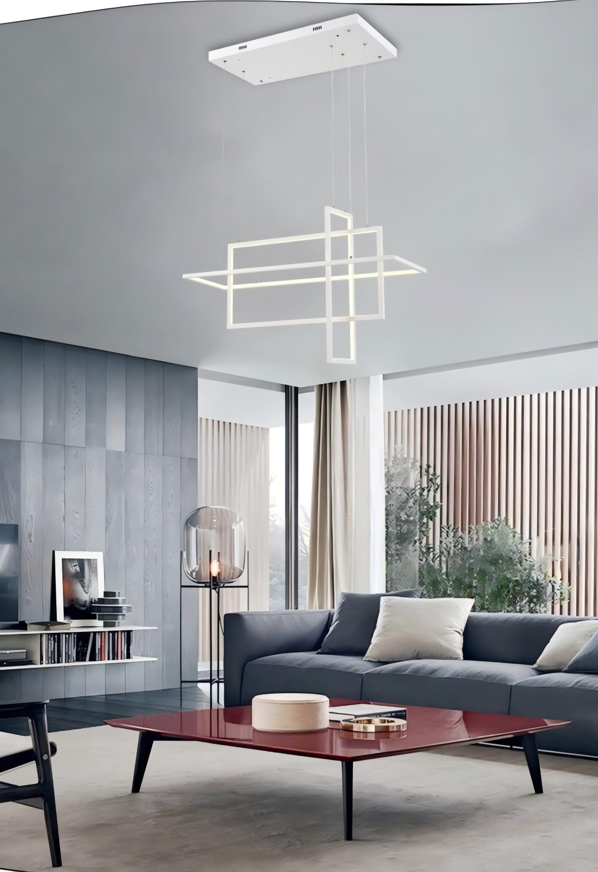 Lampadario LED Moderno Geometrico a Sospensione, Design Esagonale, Luce Bianco Naturale 4000K, 76W, Lampada da Soffitto per Soggiorno e Sala da Pranzo – LP-35BN (4000K NATURALE)