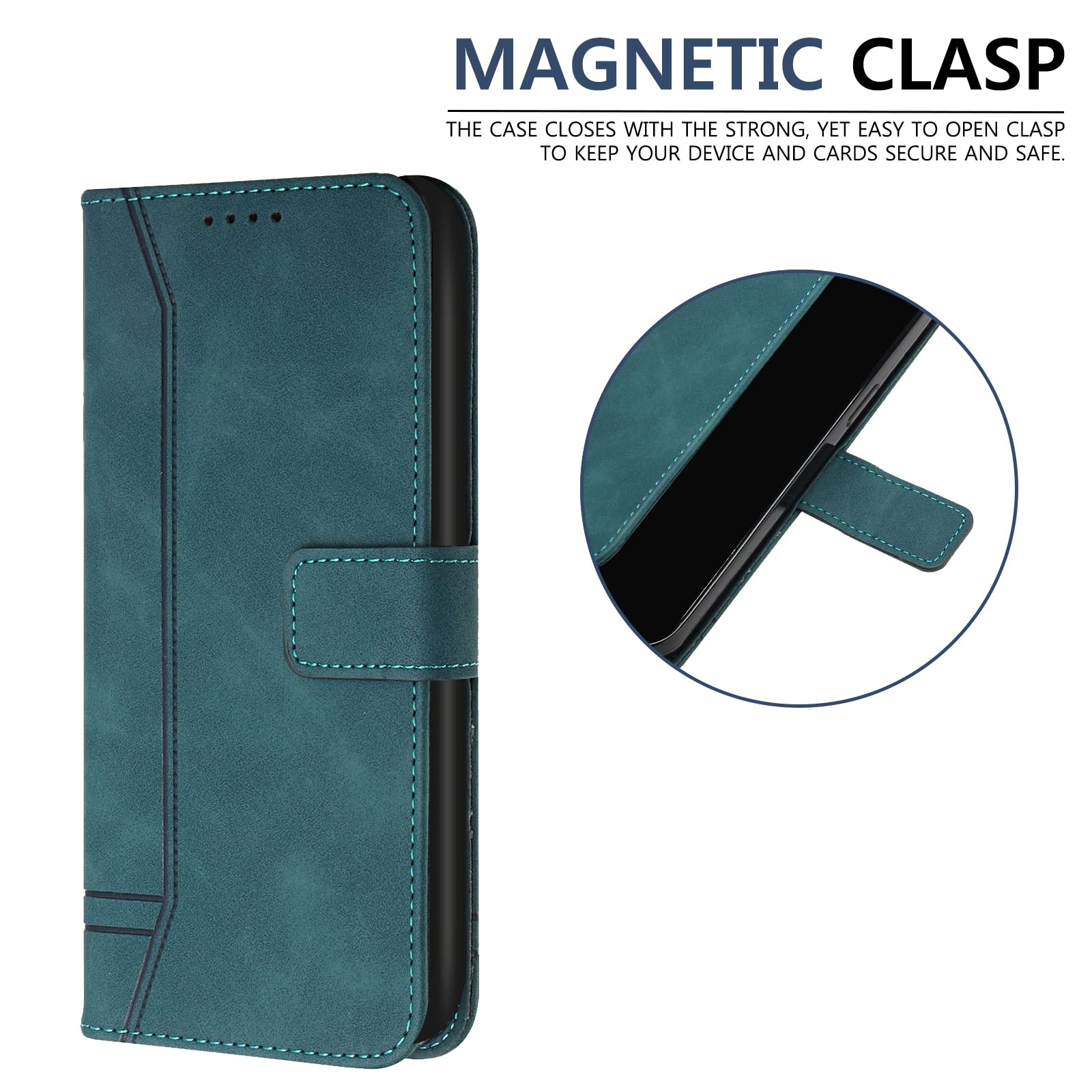 Asuwish Cover Portafoglio Per Motorola Moto G50 4G Con Vetro Temperato - Custodia In Pelle Con Slot Carte E Supporto, Blu - 2