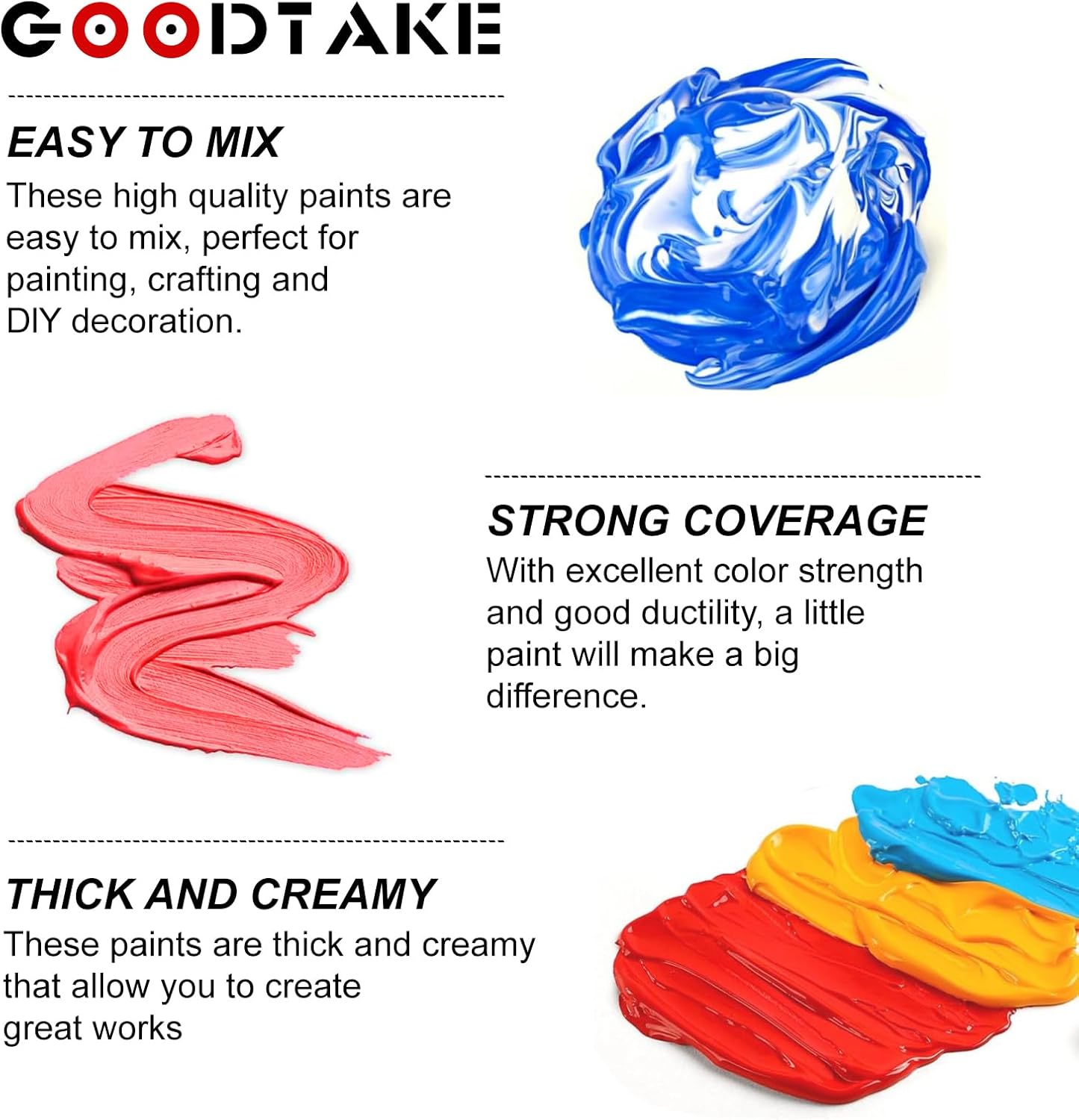 GOODTAKE Large 34-Ounce Bulk Acrylic Paint (2 Bottles x 17 Fl Oz) | Sky Blue Color Craft Paint, Non Toxic Paints for Multi Art Surface on Rocks Crafts Canvas Wood Ceramic (Sky Blue, 34 Fl Oz)