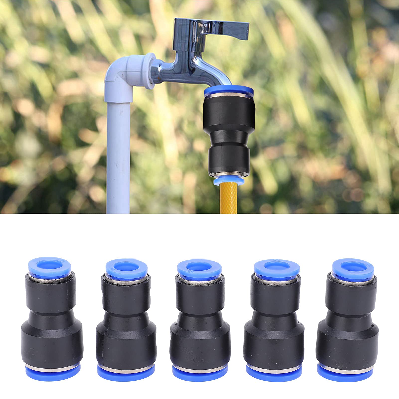 50pcs conector neumático 2 videos manguera de tubo PU rápido empuje en el ajuste de agua de aire PG1610 para el neumático