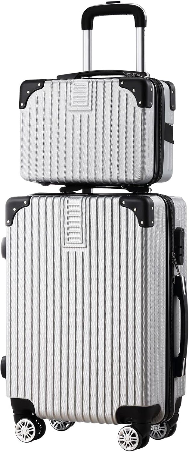 2Pcs Luggage Set Carry On Travel Hard Shell 20inch Traveller Suitcases