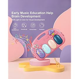 dearlomum Baby Play Mat Gym, Funny Play Piano Tummy Time Activity Mat with 5 Infant Sensory Toys, Music and Lights, Boy & Girl Gifts for Newborns 0 to 3 6 9 12 Months(New Pink)
