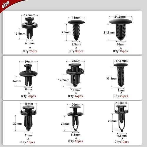 Miniatura 3 de Nilight Kit de 360 clips de retención de automóvil, 18 tamaños más populares, remaches de pasador automático para Benz, BMW, Toyota, Honda, Subaru,