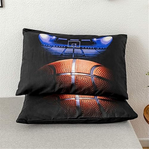 Miniatura 5 de Juego de ropa de cama deportiva 3D de baloncesto para adolescentes y niños, juegos de funda de edredón con fundas de almohada, tamaño individual XL,