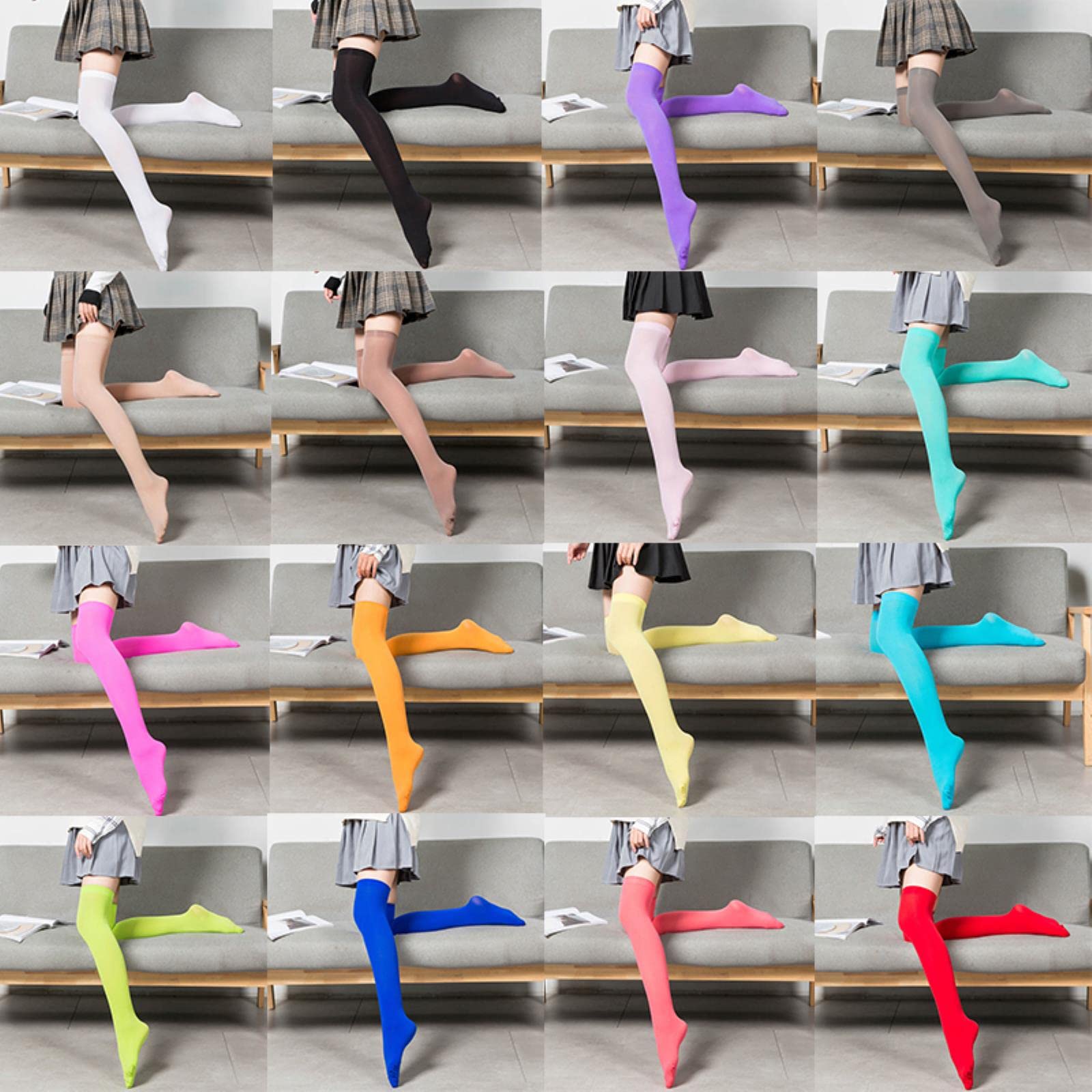 Medias Sexis Medias Altas hasta el Muslo Calcetines por Encima de la Rodilla Medias elásticas Calcetines Largos Calcetines Altos Medias Sexis para Mujer Calcetines (Amarillo A)