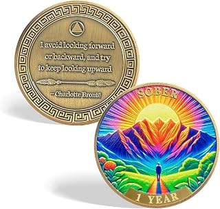 CHURYUML 1 Year Original Sobriety Coin One Year Sober Chip Non-Religious AA Coins Recovery Anniversary Medallions Sobriety Gifts for Women Men Alcoholics Anonymous Addiction Recovery Gift
