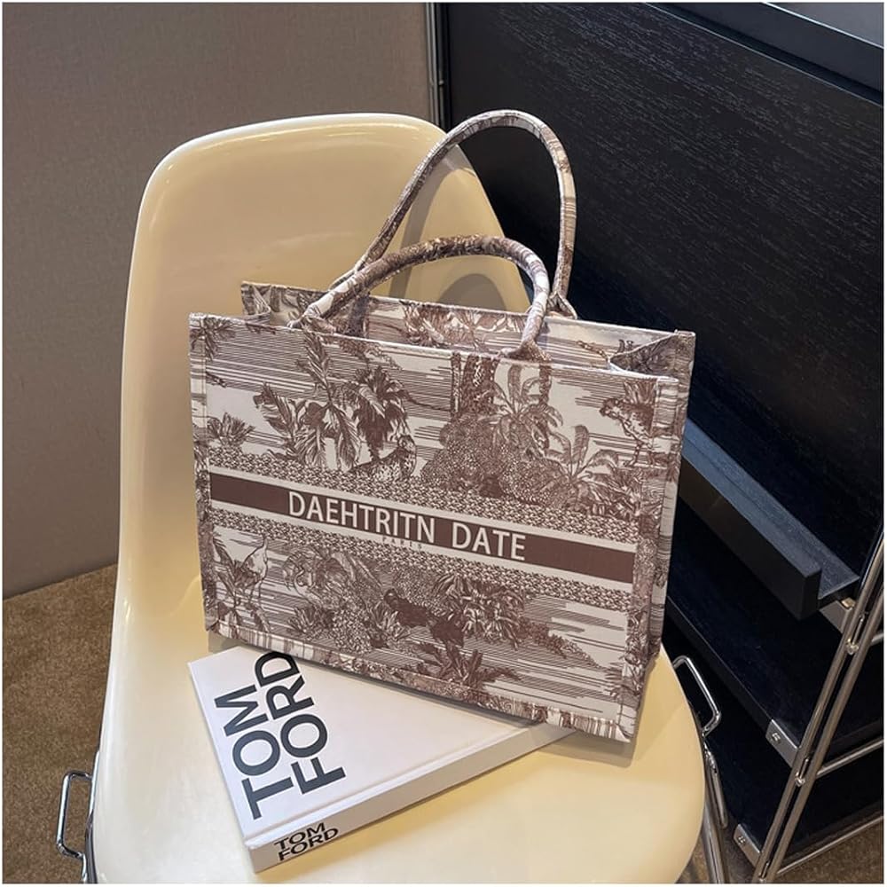 FENGJINRUHUA Fashion Luxury Painted Tote Bag Canvas Handbag Large