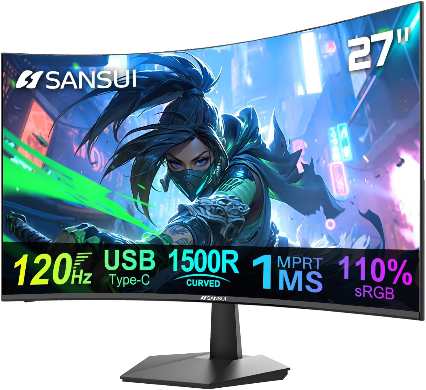 Curved Monitor 27 inch 120Hz USB Type-C Computer Monitor